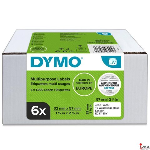 Etykiety DYMO różnego przeznaczenia - 57 x 32 mm, biały - VALUE PACK 6 szt. 2093094