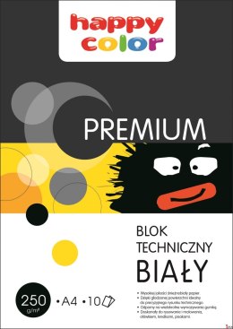 Blok techniczny PREMIUM biały A4, 250g, 10 ark, Happy Color HA 3725 2030-0