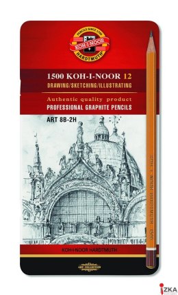 Ołówek Grafitowy 1502/II ART 8B-2H komplet 12 szt. KOH I NOOR