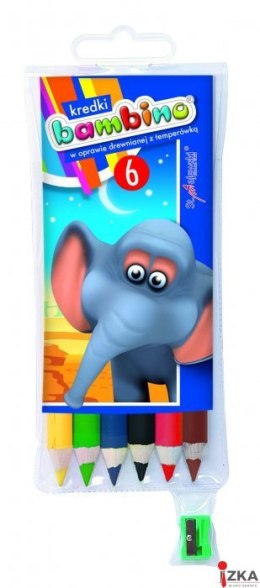 Kredki BAMBINO w oprawie drewnianej z temperówką, 6 kolorów 0232