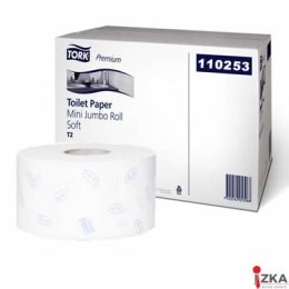 Papier toaletowy Tork PREMIUM mini jumbo, 2 warstwy, kolor biały, makulatura, 170m, (12) system T2 110253