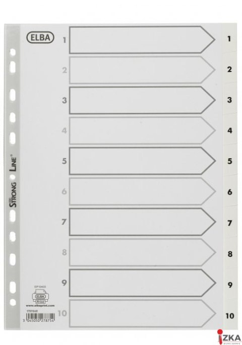 Przekładki numeryczne A4 MAXI 1-10, białe, polipropylenowe, OXFORD 100204765