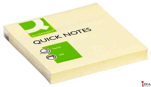 Bloczek samoprzylepny Q-CONNECT, 76x76mm, 1x100 kart., jasnożółty KF10502