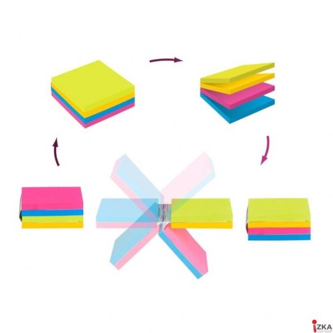 Multi kostka samoprzylepna POST-IT Super Sticky (2014-SC-BYFG),76x76mm, 4x75 kart., mix kolorów