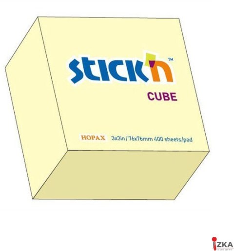 Bloczek STICKN 76x76mm 400k żółty pastelowy 21072