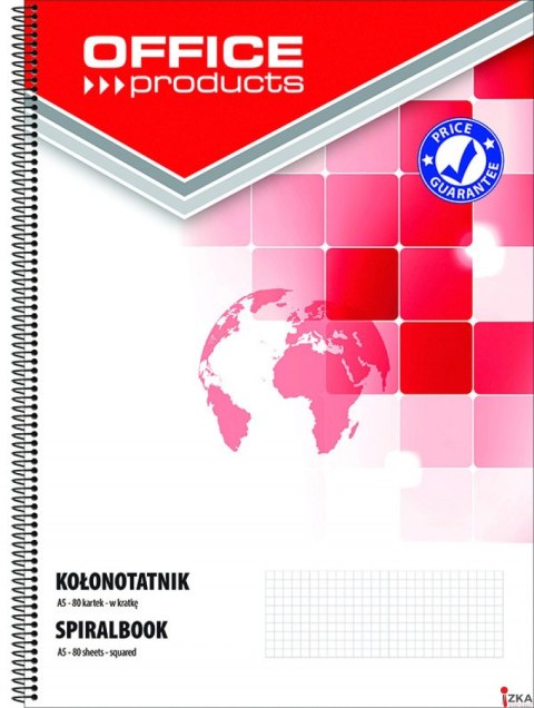 Kołonotatnik , A5, w kratkę, 80 kart., 60-80gsm, perforacja, typu OFFICE PRODUCTS 16058021-99