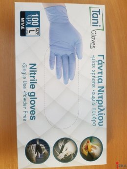 Rękawice nitrylowe niebieskie L (100) PURISM bezpudrowe TERMIN WAŻNOŚCI do 19.02.2023