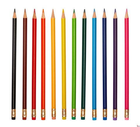 Kredki ołówkowe z gumką 12 kolorów ASTRA, 312119001