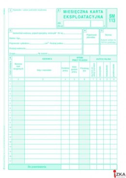 803-3 Miesięczna karta eksploatacyjna SM-113 MICHALCZYK I PROKOP