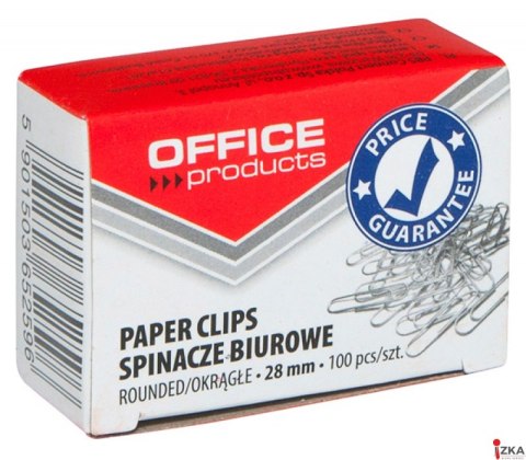 Spinacze okrągłe , 28mm, 100szt., srebrne, typu OFFICE PRODUCTS 18082815-19
