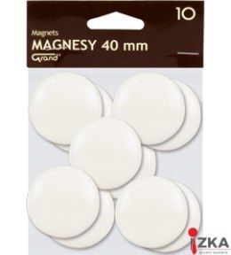 Magnes 40mm GRAND, biały, 10 szt 130-1699