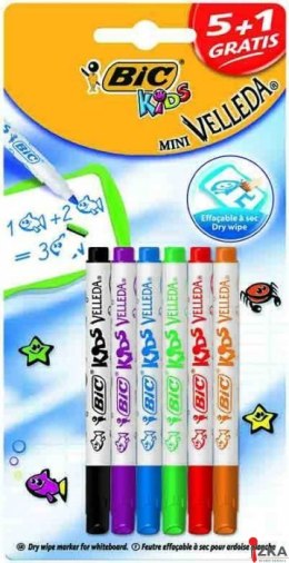 Marker suchościeralny BIC KIDS Mini Velleda Marker Suchościeralny mix Blister 6szt, 8413871
