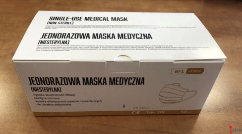 Maseczki medyczne 50szt niebieska TYP IIR CE BFE>=98% 8%VAT