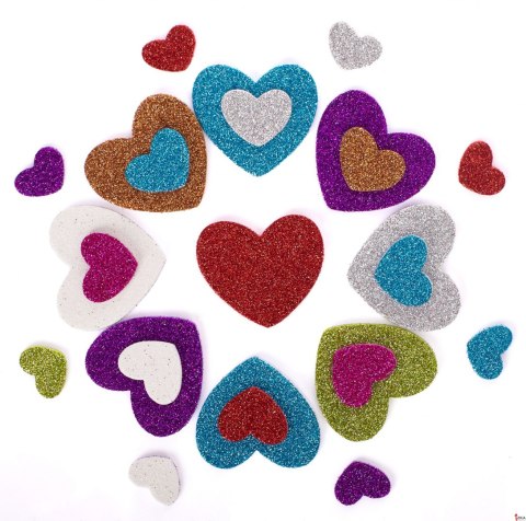 Naklejki dekoracyjne - brokatowe serca ASTRA, 335117009