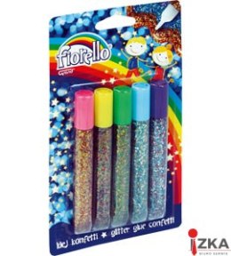 Klej brokatowy konfetti FIORELLO GR-KK13 B5, 5 kolorów x 13ml 170-2231