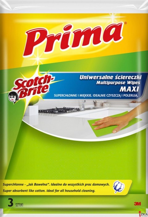 Ściereczki uniwersalne PRIMA Maxi Jak bawełna, 3szt., żółte