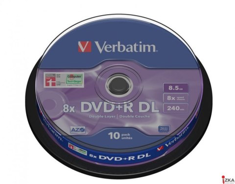 Płyta DVD+R VERBATIM DL CAKE (10) DoubleLayer 8.5GB x8 MattSil 43666