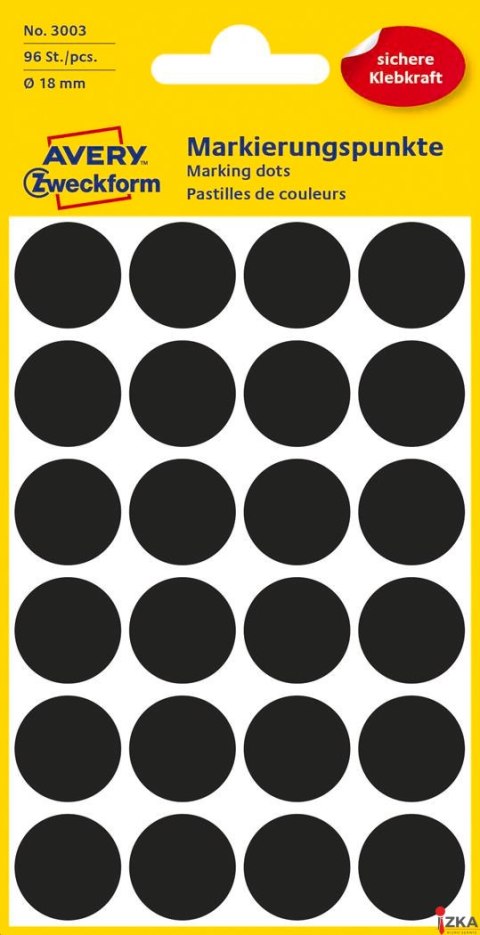 Kółka do zaznaczania 3003 Q18 mm 4 ark. trwałe czarne Avery Zweckform
