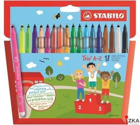 Flamastry TRIO A-Z etui kartonowe 18 szt. 378/1-18-01 STABILO