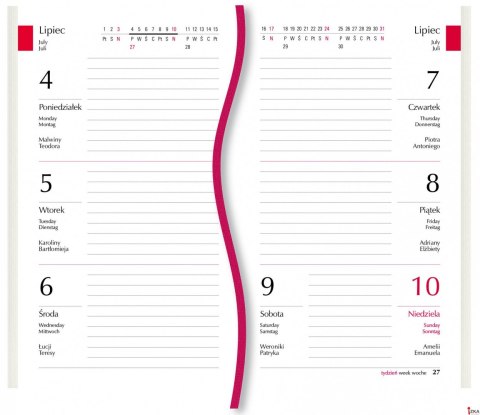 Terminarz Koliber 75x130mm 2026 - fioletowy Michalczyk i Prokop T-320-06 KALENDARZ tydzień na 2 stronach