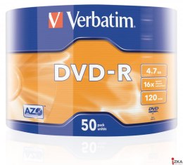 Płyta DVD-R VERBATIM (50) 4,7GB 16x Spindle Matt Silver Wrap 43788
