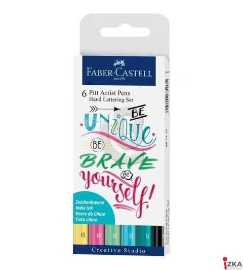 ZESTAW PITT ARTIST PEN HANDLETTERING 6 SZT. W ETUI, ODCIENIE PASTELOWE FABER-CASTELL 267116 FC