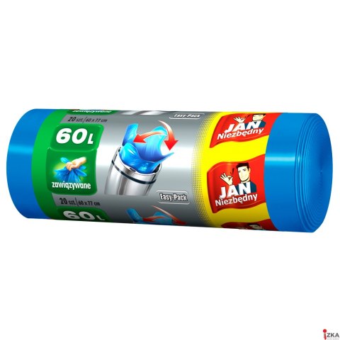 JAN NIEZBĘDNY Worki HD Easy-pack niebieskie wiązane 60l 20 szt. 32348