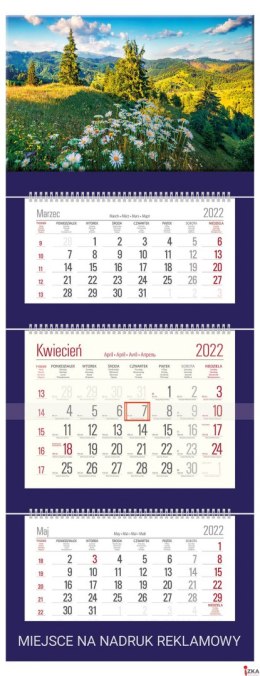 Kalendarz Trójdzielny z główką (T02) JEZIORO - granat 2024 TELEGRAPH