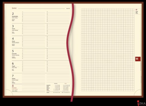 Terminarz Uniwersalny A4 2026 - bordowy Michalczyk i Prokop T-218V-B kalendarz tygodniowy + strona na notatki