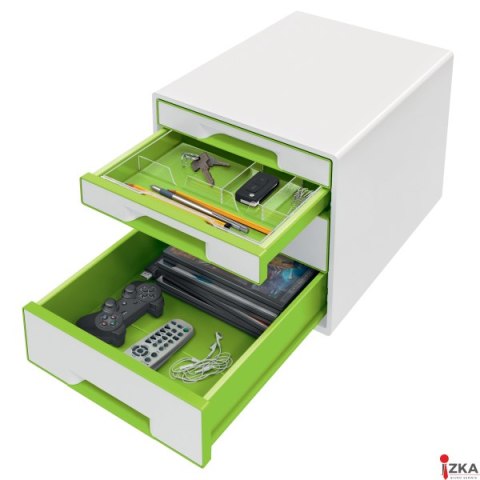 Pojemnik z 4 szufladami Leitz WOW, biały / zielony 52132054 Pojemnik z 4 szufladami Leitz WOW, biały / zielony 52132054
