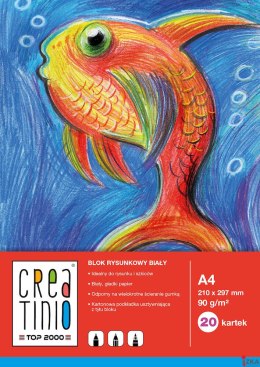 Blok rysunkowy A4 20 kartek 90 g Creatinio biały Top 2000 400079845/400176