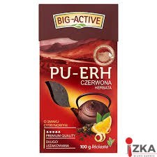 Herbata BIG-ACTIVE PU-ERH czerwona liściasta o smaku cytrynowym 100g