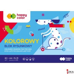 Blok rysunkowy kolorowy A4, 80g, 15 ark, Happy Color HA 3708 2030-09 SALE