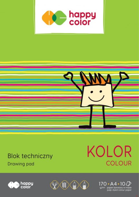 Blok techniczny kolorowy A4, 170g, 10 ark, Happy Color HA 3550 2030-09