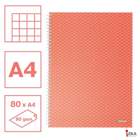 Kołonotatnik ColourBreeze A4, w kratkę, koralowy Esselte 628478