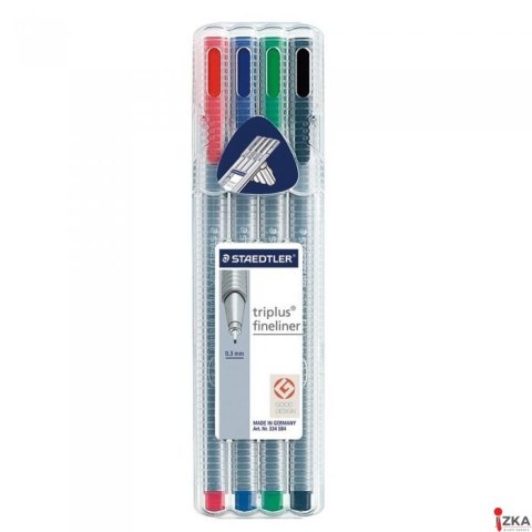 Cienkopis triplus, trójkątny, 0.3 mm, 4 kol. w etui box, Staedtler S 334 SB4