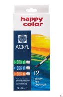 Farba akrylowa zestaw 12 kolorów x 12 ml, Happy Color HA 7370 0012-K12