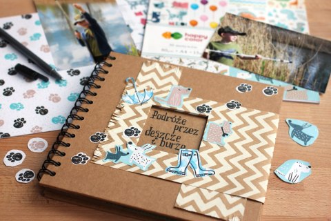 Album na spirali z okienkiem, 20x20cm, 30 ark, brązowe eco, 180g/m2, Happy Color HA 7631 2020-WE30