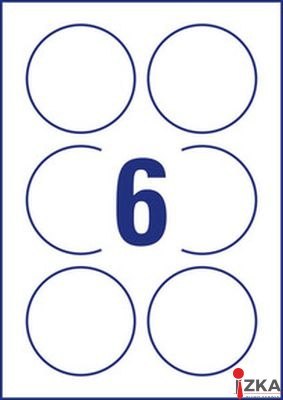 Etykiety o nietypowych kształtach, A4, 10 ark./op., Q80 mm, okrągłe, trwałe, AVERY ZWECKFORM, 6229.10.01 6229-10 biale