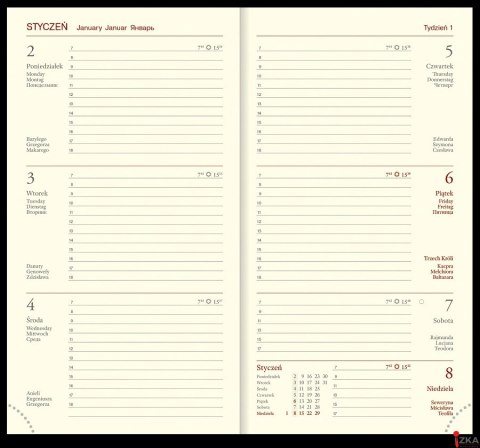 Kalendarz Cross A6 tygodniowy p. kremowy Nr kat. 219 A6TK czarny 2024 WOKÓŁ NAS