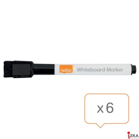 Marker suchościeralny mini, czarny opakowanie 6 szt. Nobo 2104184