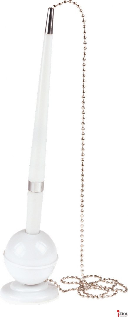 Długopis plastikowy z podstawką i metalowym łańcuszkiem biały 0,7mm LAMIDA A01.2200.00