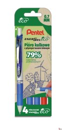 Pióro kulkowe ENERGEL ECO (kpl. 4szt - czerwony, 3x niebieski) BL77E-ST4BCCCPL PENTEL