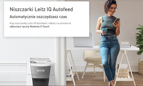 Kup niszczarkę Leitz IQ Autofeed i odbierz w prezencie odkurzacz ręczny Rowenta X-Touch.